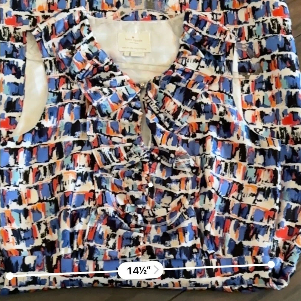 Kate Spade Kaleidoscope Ruffle Sheath Silk Dress Blue Multi Color Size 10